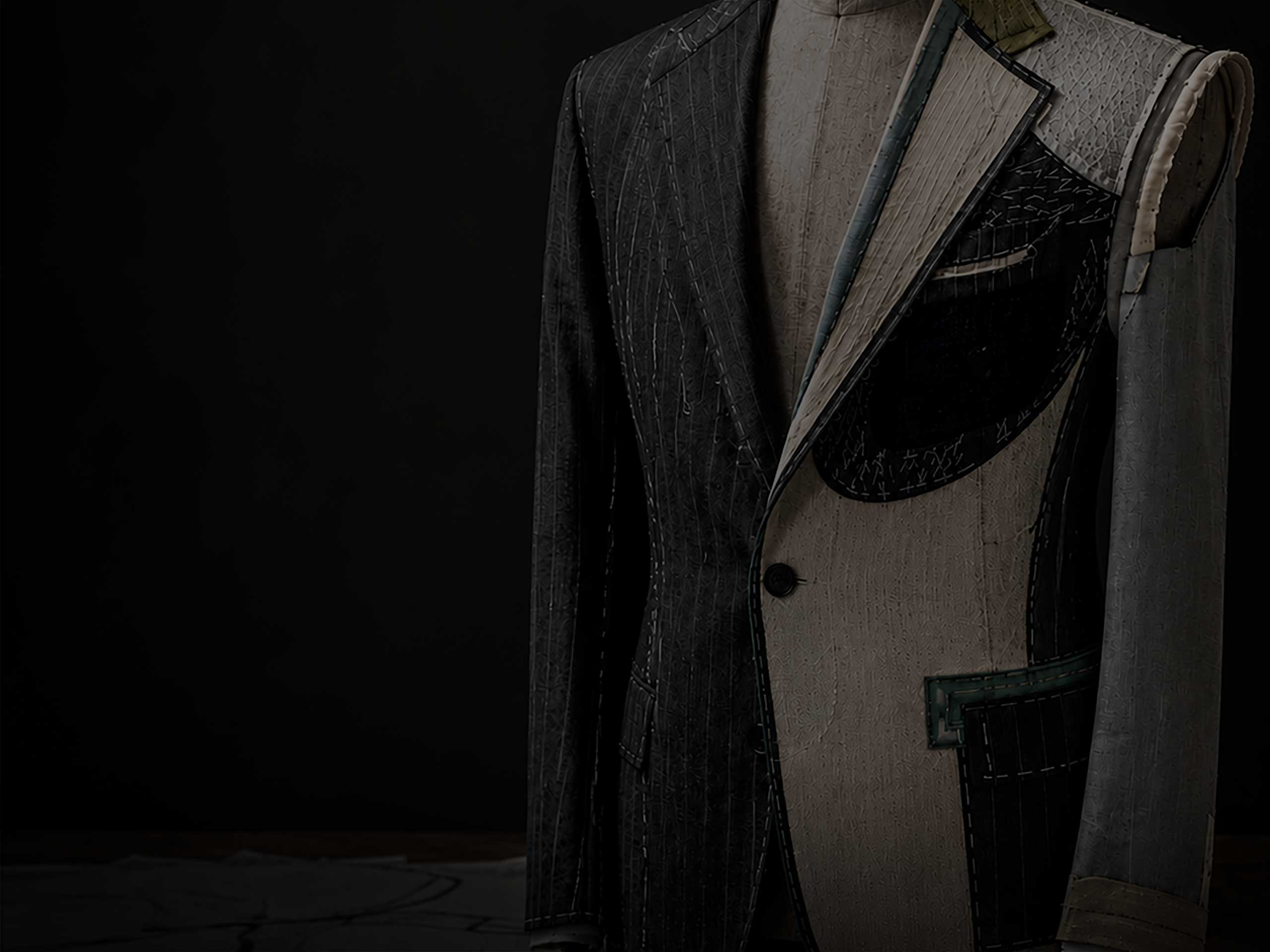 Tailored jacket with exposed internal structure